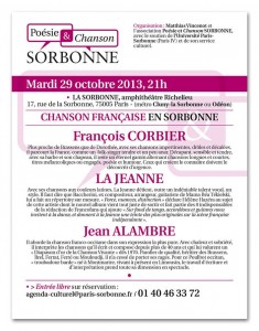 Affiche Chansons françaises en Sorbonne
